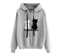 Generic Women's Grey Sweatshirt Size M Loose Fit Long Sleeve Casual Pullover Hoodie with Zip Pockets