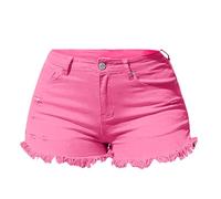 Generic Women's High Waisted Denim Shorts - Low Rise, Slim, Stretchy, Anti-Chafing, Multi-Sport, Size M, Color Rd1