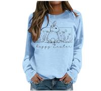 Generic Women's Hoodie with Cute Easter Bunny Print and No Hood, lightblue, M