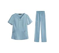Generic Women's Nurse Outfit, Adjustable Pants with Side Pockets, Hospital Costume for Beauty Salon, Light Blue, M