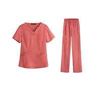 Generic Women's Nurse Outfit, Adjustable Pants with Side Pockets, Hospital Costume for Beauty Salon, Orange, L