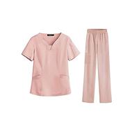 Generic Women's Nurse Outfit, Adjustable Pants with Side Pockets, Hospital Costume for Beauty Salon, Pink, L