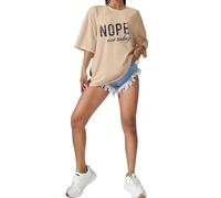 Generic Women's Oversized Nope Not Today Slogan Printed Tshirt Short Sleeve Tee Top Stone