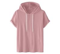 Generic Women's Pink XL Short Sleeve Hoodie Plus Size Hoodie Tops Comfortable Cotton Blouse Summer Classic Tops Sports Shirt Summer Shirts