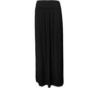 Generic Womens Pleated Fold Over Skirts Ladies Full Length High Waisted Elasticated Plain Gypsy Summer Casual Party Wear Stretchy Long Maxi Skirt 16-18 Black