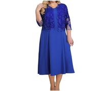 Generic Women's Plus Size Dresses and Long Sleeve Lace Jacket 2 Piece Set Suit Cocktail Formal Party Pencil Dress Ladies Elegant Evening Gowns Hollow Waist Dress Evening Dress UK Size L-5XL Clearance