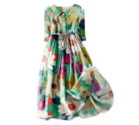 Generic Women's Plus Size Summer Maxi Dress, Floral Print, Green, Multicolour, Size S, Strapless, Round Neck, Elastic Waist, Backless Strap Dress, Casual, Dry Clean Only