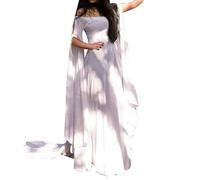 Generic Women's Plus Size White Renaissance Medieval Costume Dress - Floor Length, Round Neck, Short Sleeve, A-line Silhouette, Perfect for Party, Casual and Formal Occasions