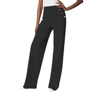 Generic Women's Plus-size Yoga Casual Wide Leg Pants, High Waisted, Tummy Control, Black, XL