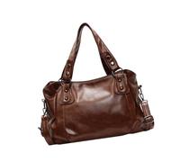 Generic Women's PU Handbag, Hobo Shopper Shoulder Bag with Spacious Main Compartment and Adjustable Carrying Handle, Classic Design for Leisure, Travel, C, Brown
