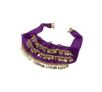 Generic Women's Purple Wavy Belly Dance Hip Scarf Skirt Belt with 128 Gold Coins (One Size, Length: 134 cm)