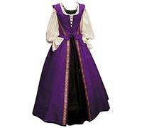 Generic Womens Renaissance Medieval Costume Vitorian Lace up Ball Gown Halloween Masquerade Party Dress Long Dresses 2pcs Set (14# Purple, M)