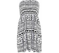 Generic Womens Sheering Boob Tube Strapless Bandeau Top Ladies Plain Off Shoulder Elasticated Bust Beach Summer Flared Swing Ruched Mini Dress Boobtube Top Plus Size UK 12-14 Big Aztec