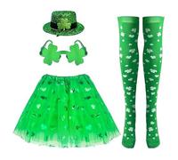 Generic Women's St. Patrick's Day Costume Accessory Set - Green Tutu Skirt & Hat for Adult Women, Plus Size Women - Leprechaun Theme - Light-Up Feature - Festive Occasions