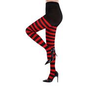 Generic Women's Striped Tights, One Size Fits Most, Black, Opaque, Fishnet, Adult Women, Dance Enthusiasts, Cosplay Fans