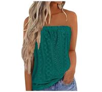 Generic Women's Summer Tank Tops & Strapless Tube Tops - Navy and Green, Size L, Off Shoulder Neck, Club Collar, Revealing, Loose Fit, Breathable, Lightweight, Bubble Hemline, Casual, Yoga, Holiday
