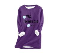 Generic Women's Sweatshirt, Purple, 3XL, Winter, Argyle, Zip-Up, Polo Neck, Thick Fleece Warm, Vintage Thermal, Regular Length, Loose Fit, Adult, Women's Clothing, Sweatshirt