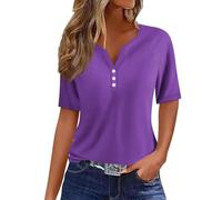 generic Womens Tops Summer Tops for Women UK 2024 Vacation Trendy V Neck Boho Short Sleeve Shirts Casual Loose Comfy Tunic Blouses Ladies Tops Blouses Comfy Cotton Tees