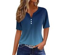 generic Womens Tops Summer Tops for Women UK 2024 Vacation Trendy V Neck Boho Short Sleeve Shirts Casual Loose Comfy Tunic Blouses Ladies Tops Blouses Comfy Cotton Tees