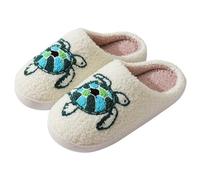 Generic Women's Turtle Plush Slippers, White, 40-44 EU