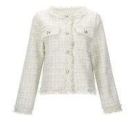 Generic Women's Tweed Jacket with Fringe Details - Elegant Boucle Jacket in Parisian Chic | Classic Box Jacket for a Timeless Look, S