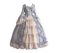 Generic Women's Victorian Gothic Rococo Ball Gown Lolita Dress Blue Off-the-Shoulder High Waist A-Line Floor Length Wedding Dress S