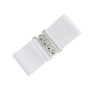 Generic Womens Vintage Boho Style Straw Woven Elastic Belt With Silver Buckle & Clasp, 1.9 Inch Width, 30-45 Inch Waist Size, Black, Khaki, Beige, Stripe