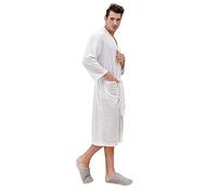 Generic Women's Waffle Bathrobe, White, 3XL, Long, Round Neck, Solid, Cotton, Plus Size, Adult, Loose Fit, Medium Stretch, Heavyweight, Regular Height, Alpha Size, AS8 Size, True Fit, 16 Count
