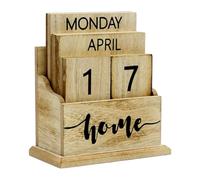 Generic Wood Block Calendar Desk Perpetual Calendar for Home Office Display, Home