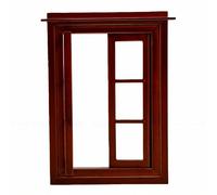 Generic Wood Dollhouse Windows 1:12 Scale Highly Detailed 6 Pane Operable for Miniature Displays Birch Wood 5.24x3.98in (Chestnut)