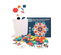 Generic Wood Pattern Blocks Toy Bright Colors Geometric Shapes Puzzle for Kids 3-6 Years Old, 180 Sheets for Boys and Girls, Made of Excellent Wood