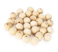 Generic Wood Round Beads Kit 1.6in Glossy Wooden Perforated Ball Spacer for Artistic Jewelry Making 30pcs Round Hole Bead Set for DIY Crafters