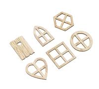 Generic Wood Window Cutouts, Wooden Window Cutouts DIY Innovative Hand Crafted Unfinished Wood Slices 100PCS Multipurpose Unfinished for Kids