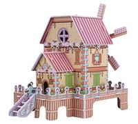 Generic Wooden 3D House Puzzle Educational Toy for Kids, DIY Jigsaw Puzzle Kit for Children 6+ Years Old, Music House Model for Hand-Eye Coordination and Spatial Relationships (Musical Windmill