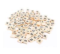 Generic Wooden Alphabet Puzzle Tiles with Black Letters for Spelling and Crafting, 100pcs for Early Childhood Education