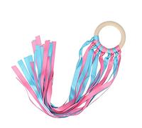 Generic Wooden Baby Teether Sensory Toy with Colourful Ribbon, Non- Teething Ring, Promotes Oral Hygiene, Ideal for Babies, Beech Material (B)