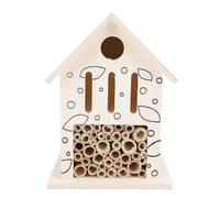 Generic Wooden Bee Home Sustainable Pollinator for Backyard Flowers Easy Mount Design 10x10x15.5cm Solid Wood