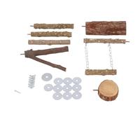 Generic Wooden Bird Perch Stand Set 6pcs Multifunctional Fun Grinding Branches for Parakeets Hamsters Safe Natural Pepper Wood