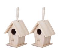 Generic Wooden Birdhouse Nesting Box, Charming Log Cabin Design for Small Birds, Outdoor Garden Decor, 2PCS, Platane Wood, 8.5x11x6.5cm