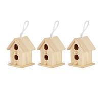 Generic Wooden Birdhouse Nesting Cage Durable for Garden Decoration, Set of 3 Mini Bird Nests, Hanging Ornament for Outdoor Gardens and Balconies, Platane Wood, 2.2x2.6x3.1in
