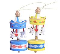 Generic Wooden Carousel Horse Decoration Exquisite Painted Merry Go Round Ornament Hanging Strap Christmas Cafe Bedroom Office Living Room (6pcs Pack)