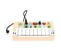 Generic Wooden Cartoon Animal Calling Piano Toy Electronic Piano Switch Activity Board Educational Toy for Kids Composite Wood Plastic 8.07x2.36x3.94in