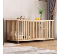 Generic Wooden Cat Enclosure Playpen - Large Pet Cage with 2 Doors, Wheels & Sisal Springboard for 1-2 Cats - Easy Assembly(Wood color,LARGE-1 LAYER)