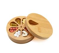 Generic Wooden Daily Weekly Pill Organizer, 7-Compartment, Lockable, Bamboo, Pill Box Day, Improved Design
