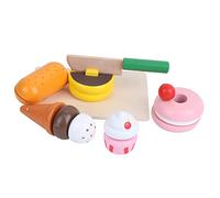 Generic Wooden Dessert Toy Set for Kids, Educational Simulation Dessert Cutting Toy for Role Play, Includes Ice Cream and Cake, Ideal for Ages 3 and Up (Desserts)