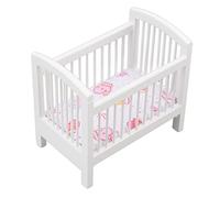 Generic Wooden Doll Crib Premium Material Miniature Bedroom Crib for Dollhouse White As a Children