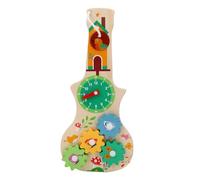 Generic Wooden Gear Clock Violin Toy Sensory Activity Board Educational Learning Toy for Kids Over 3 Years Old Beech Wood 11.3x25.2cm