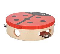 Generic Wooden Handheld Tambourine Bell Drum Toy for Kids, Compact Rhythmic Percussion Instrument for Singing and Dancing, Colorful Patterns, 15cm (Beetle)