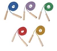 Generic Wooden Handle Jump Rope and Students Comfortable Grip 5pcs Pvc and Wood Material Easy to Use Skipping Rope Random Color for School and Home Exercise