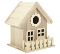 Generic Wooden Hanging Bird House Outdoor Bird Nesting Box with Decorative Design for Garden and Patio Small Parrot Breeding Shelter Random Style